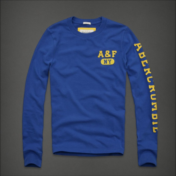 Abercrombie Fitch Hombres De Cuello Redondo Largo Remera AF5921